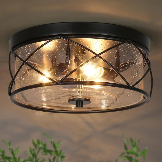 LNC Vine 3-Light Matte Black LED Flush Mount Light