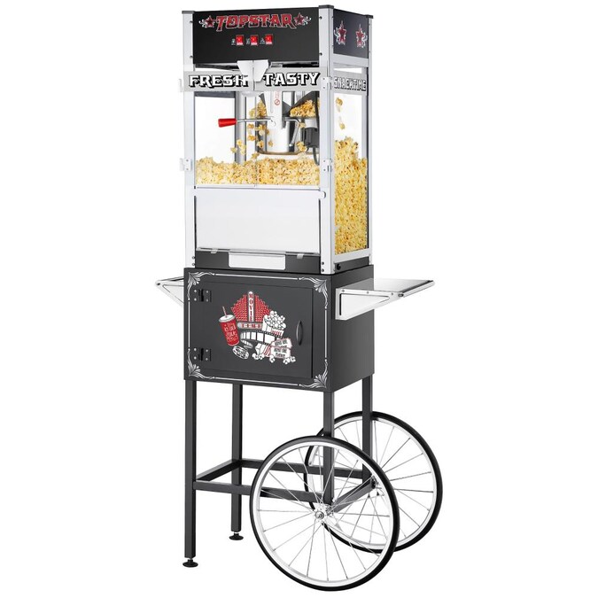 Great Northern Popcorn 1.5 Cups Black Oil Freestanding Popcorn Machine Cart