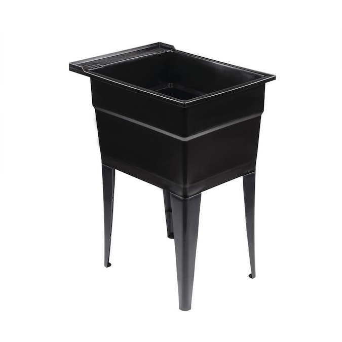 RuggedTub 18-in x 24.5-in 1-Basin Black Freestanding Utility Tub with Drain and Faucet - Image 8