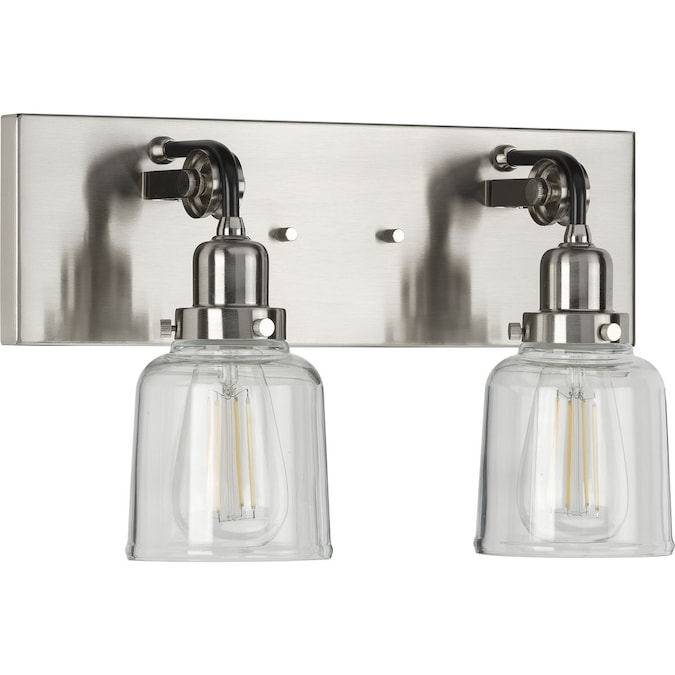Progress Lighting Rushton 16-in 2-Light Brushed Nickel Farmhouse Vanity Light