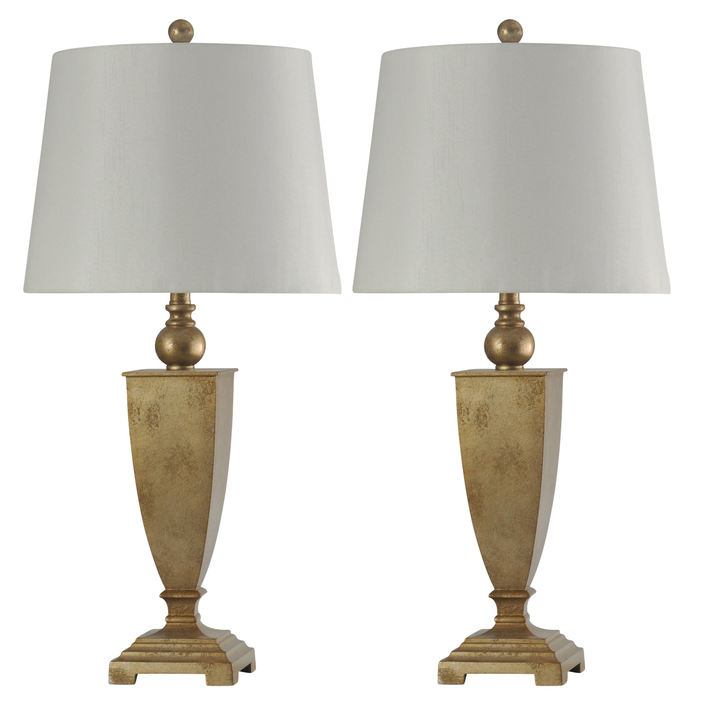 Traditional Medium base (E-26) Lamp Set with White Shades
