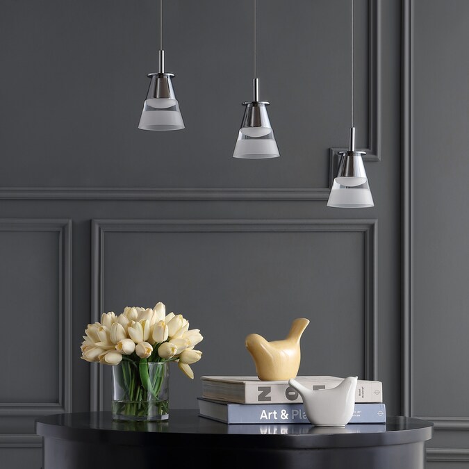 JONATHAN Y 3-Light Chrome/Clear Glam Cone LED Medium Hanging Pendant Light - Image 6
