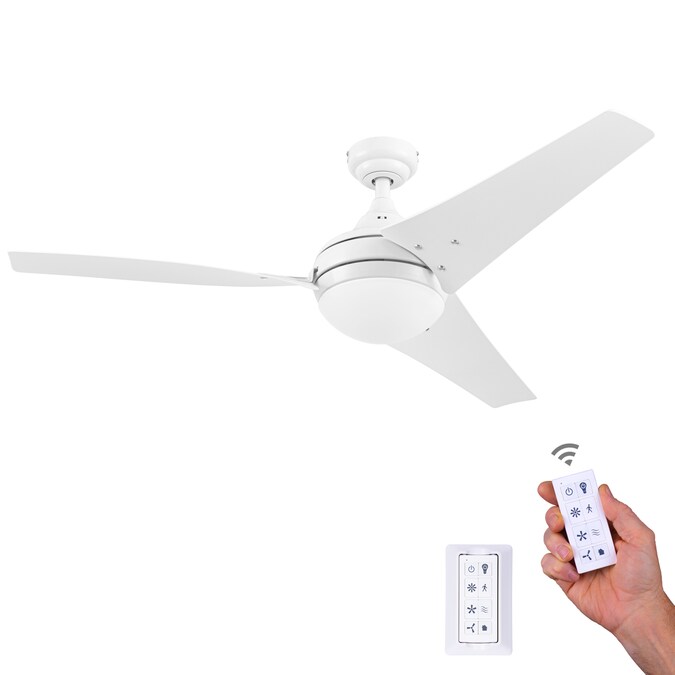 Honeywell Neyo 52-in White LED Indoor Downrod or Flush Mount Ceiling Fan with Light and Remote (3-Blade)