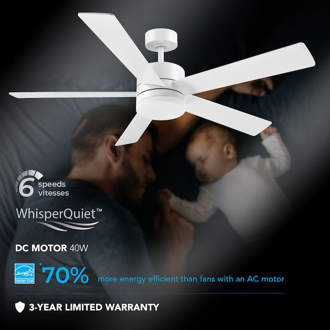 Globe Electric Dayton 52-in Color-Changing Integrated LED Outdoor Smart White with White Blades Ceiling Fan With Light - Remote Included ( 5 -Blade ) - Image 6