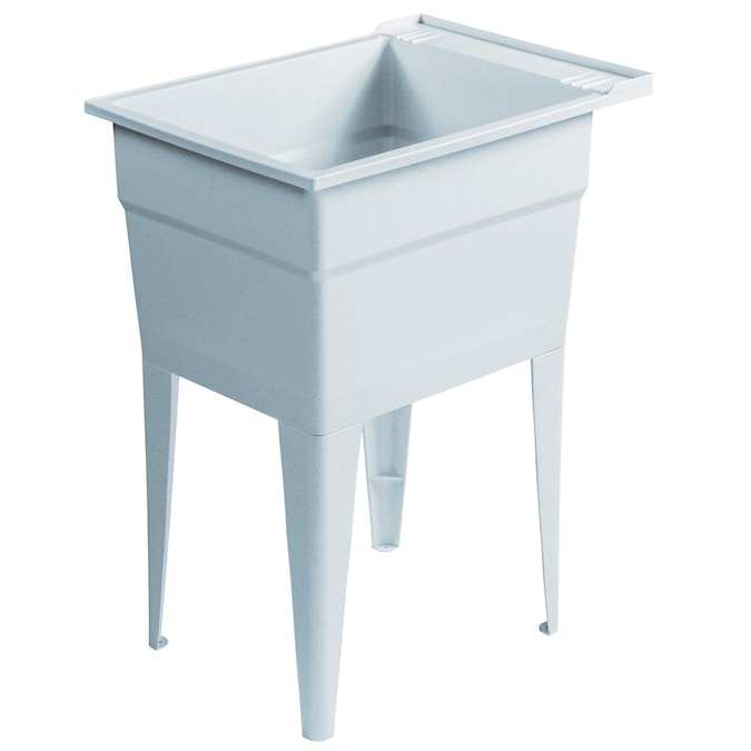 RuggedTub 18-in x 24.5-in 1-Basin White with Gray Speckles Freestanding Utility Tub - Image 5