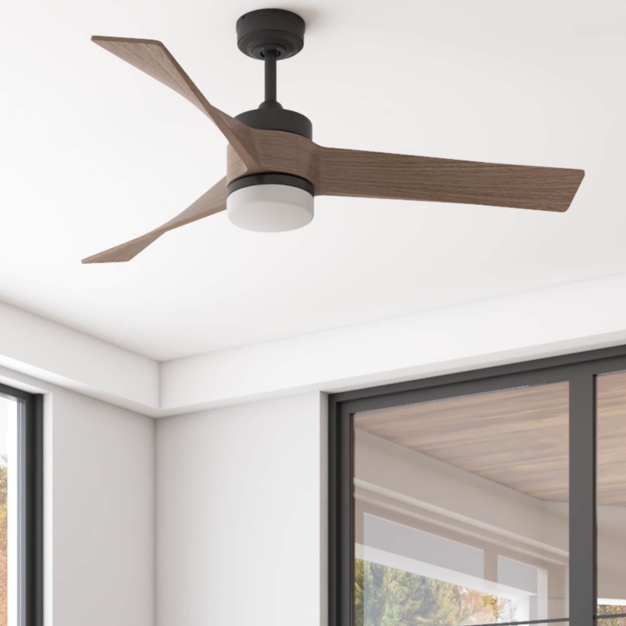 Markey 54-in Color-Changing Integrated LED Outdoor Brown with Chocolate Auburn Blades Ceiling Fan With Light - Remote Included ( 3 -Blade )