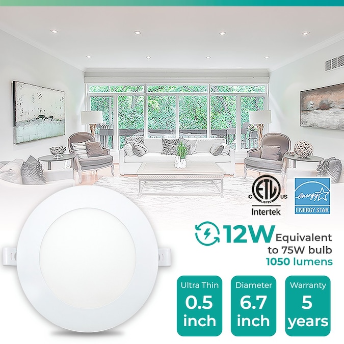 Infibrite Canless Slim Round Recessed 6-Pack 6-in LED Remodel or New Construction White Airtight Ic Baffle Canless Recessed Light Kit - Image 2