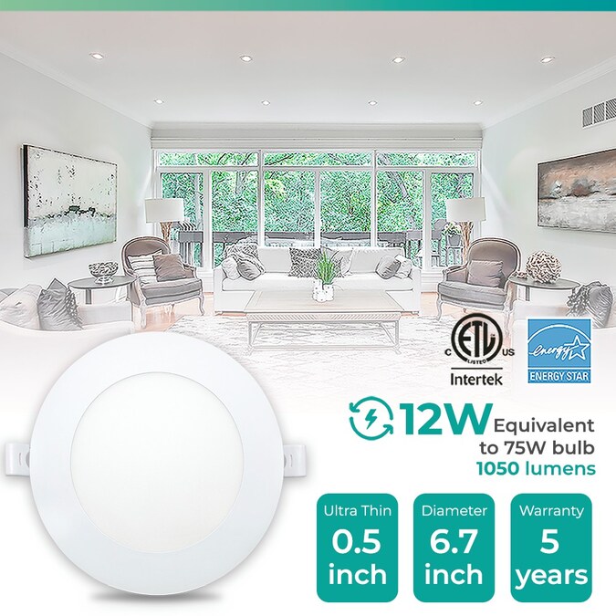 Infibrite Canless Slim Round Recessed 12-Pack 6-in LED Remodel or New Construction White Airtight Ic Baffle Canless Recessed Light Kit - Image 3