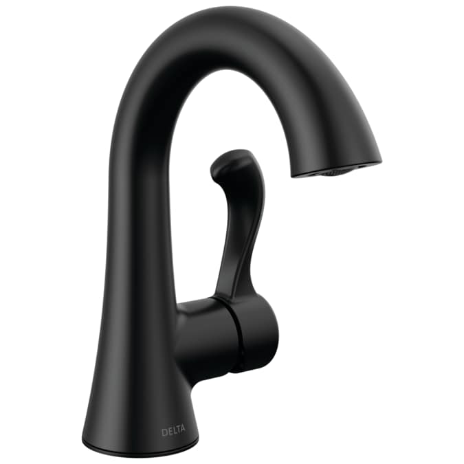 Delta Esato Matte Black Single Hole 1-Handle WaterSense Bathroom Sink Faucet with Drain and Deck Plate
