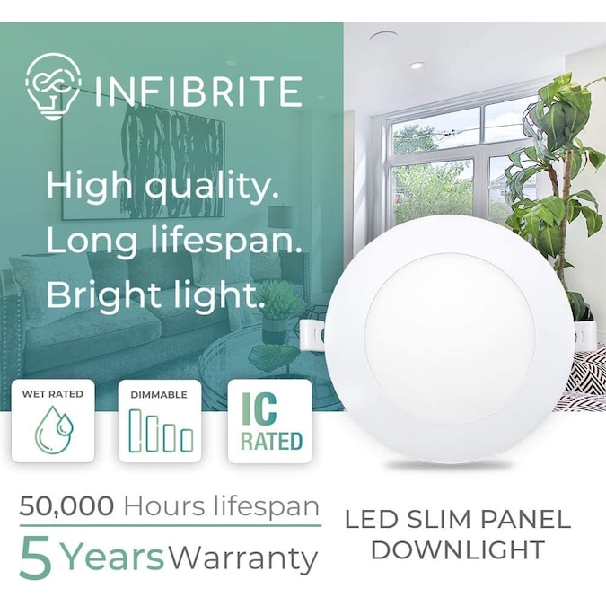 Infibrite Canless Slim Round Recessed 24-Pack 6-in LED Remodel or New Construction White Airtight Ic Baffle Canless Recessed Light Kit - Image 4