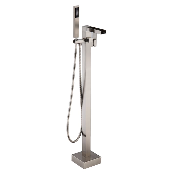 WELLFOR Brushed Nickel 1-handle Freestanding Waterfall Bathtub Faucet with Hand Shower