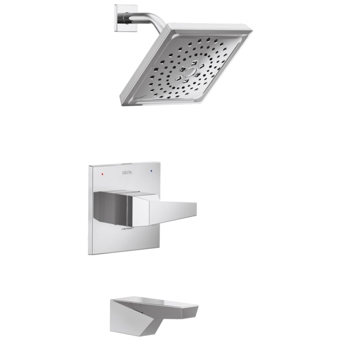 Delta Trillian Lumicoat Chrome 1-handle Multi-function Square Bathtub and Shower Faucet Valve Included