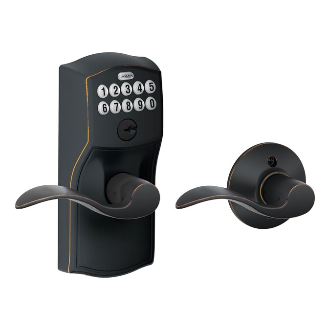 Schlage Customizable Keying Camelot-Accent Aged Bronze Electronic Handle with Keypad