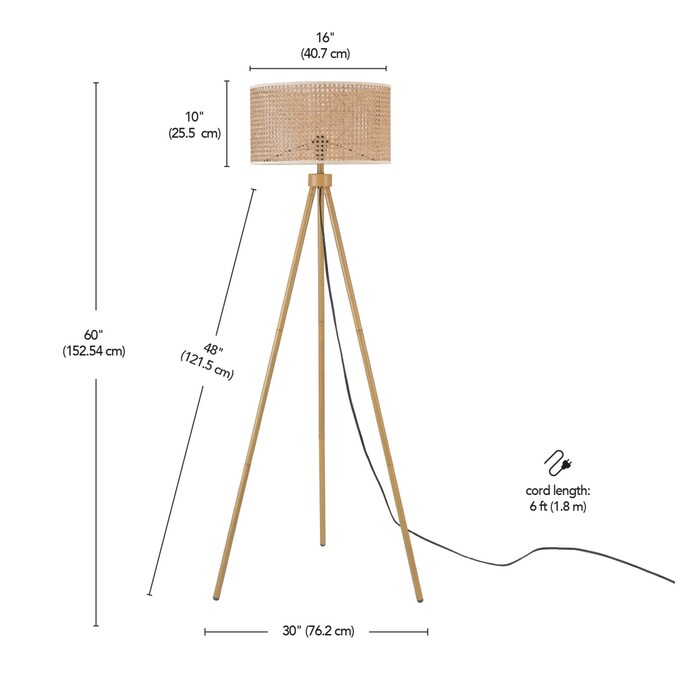 Globe Electric 60-in Faux Wood Shaded Floor Lamp - Image 10