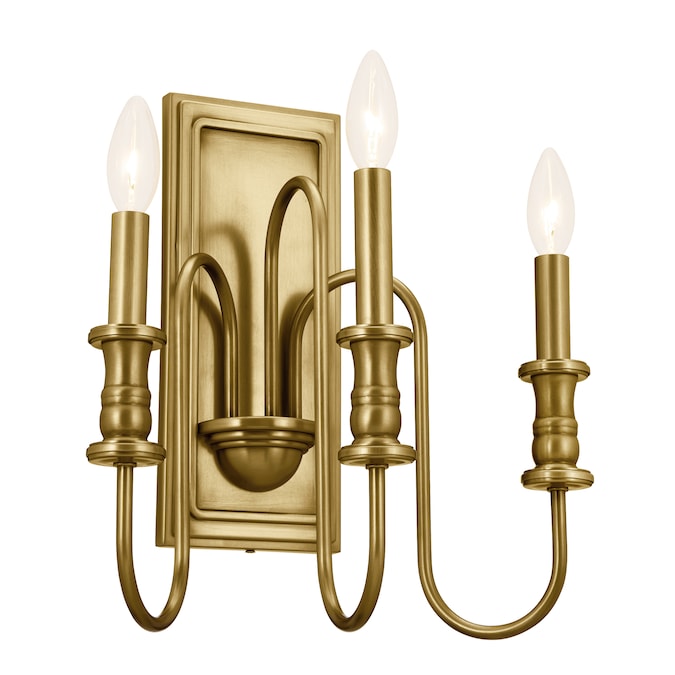 Kichler Karthe 13-in W 3-Light Brass Farmhouse Incandescent Wall Sconce