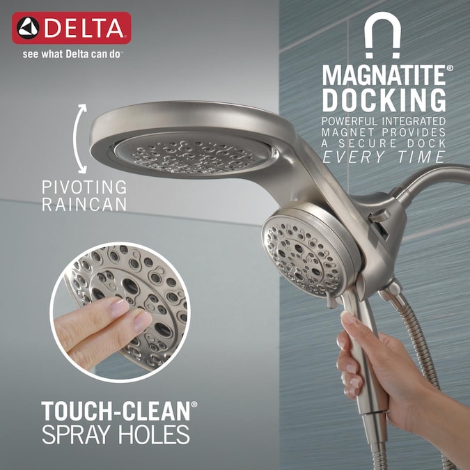 Delta HydroRain H2Okinetic Lumicoat Stainless 7.875-in Round Dual/Combo Rain Shower Head 2.5-GPM (9.5-LPM) - Image 6