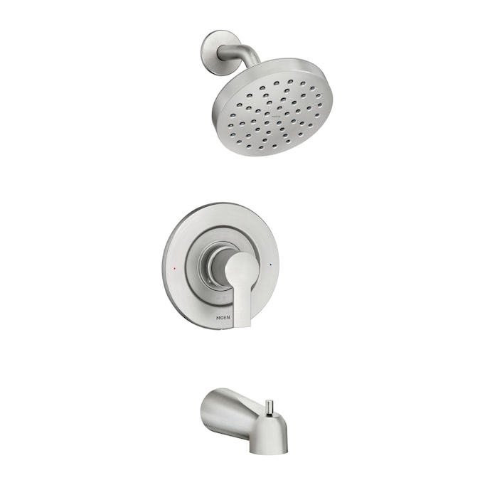 Moen Rinza Spot Resist Brushed Nickel 1-handle Single Function Round Bathtub and Shower Faucet Valve Included