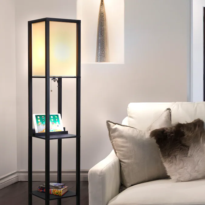 Brightech 63-in Classic Black Shelf Floor Lamp - Image 4