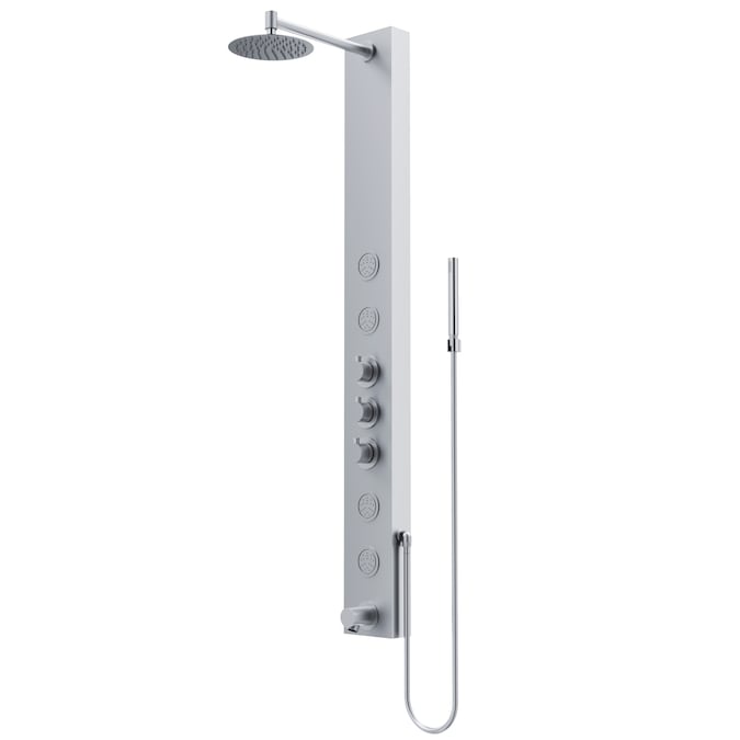 VIGO Bowery Stainless Steel 8-in Waterfall Shower Panel System with 3-way Diverter (Thermostatic Valve Included)