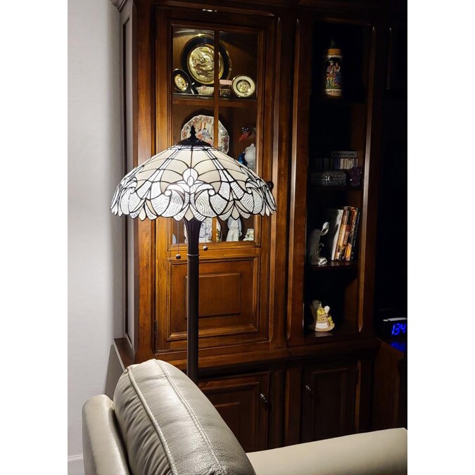 Amora Lighting Tiffany Stained Glass 2 Light Vintage Floor Lamp 62-in Tall - Handcrafted with Multiple Colors - UL Listed - Image 2