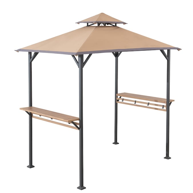 Sunjoy 5-ft x 8-ft Khaki Metal Rectangle Grill Gazebo