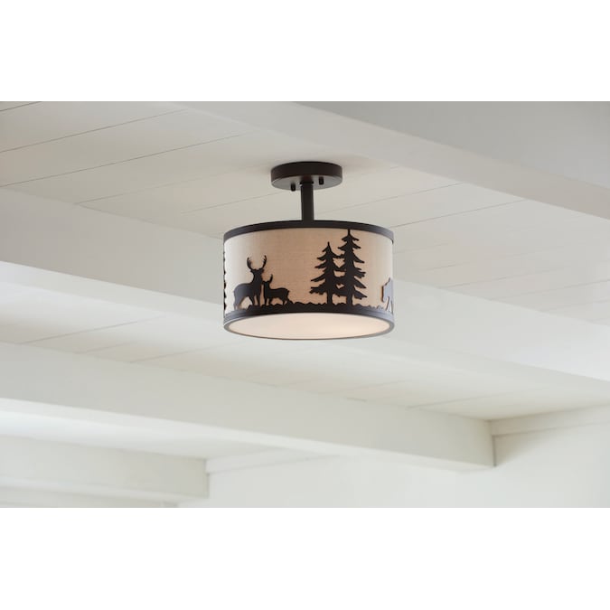 allen + roth Hendersonville 3-Light 13-in Matte Bronze Semi mount light