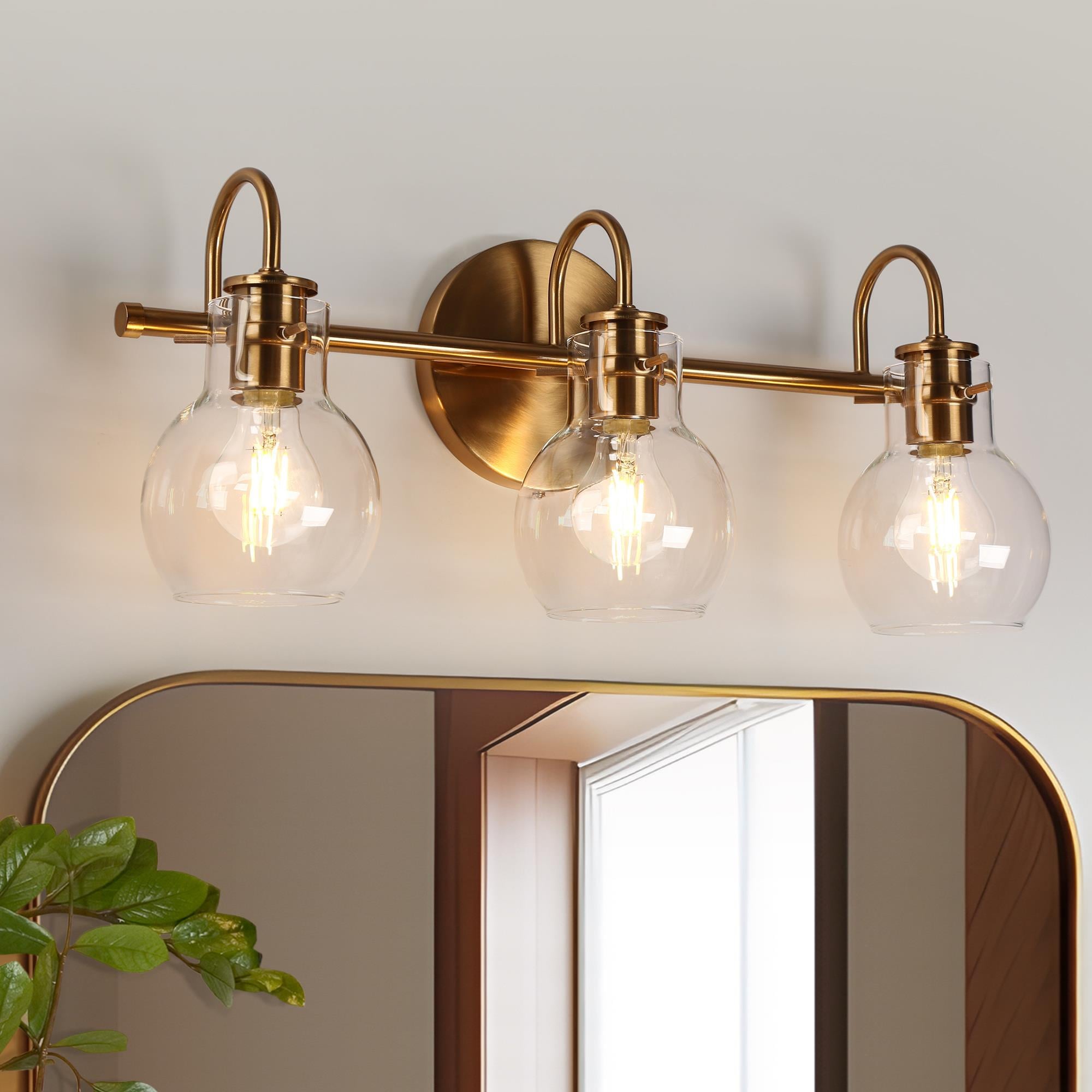 Borislav 22-in 3 -Light Polished Gold Modern/contemporary Vanity light
