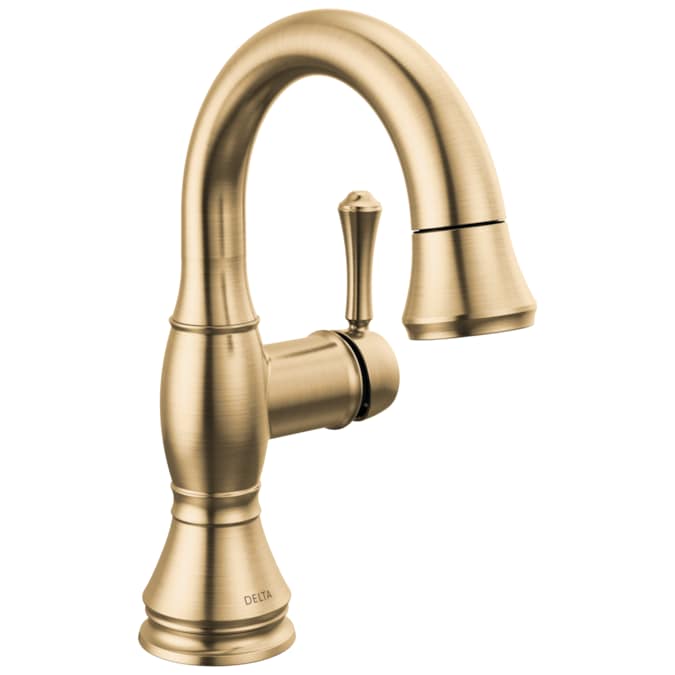 Delta Cassidy Champagne Bronze Single Hole 1-Handle WaterSense Pull-down Bathroom Sink Faucet with Drain