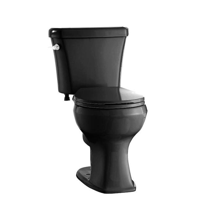 Project Source Danville Black Round Chair Height 2-piece Toilet 12-in Rough-In WaterSense 1.28-GPF