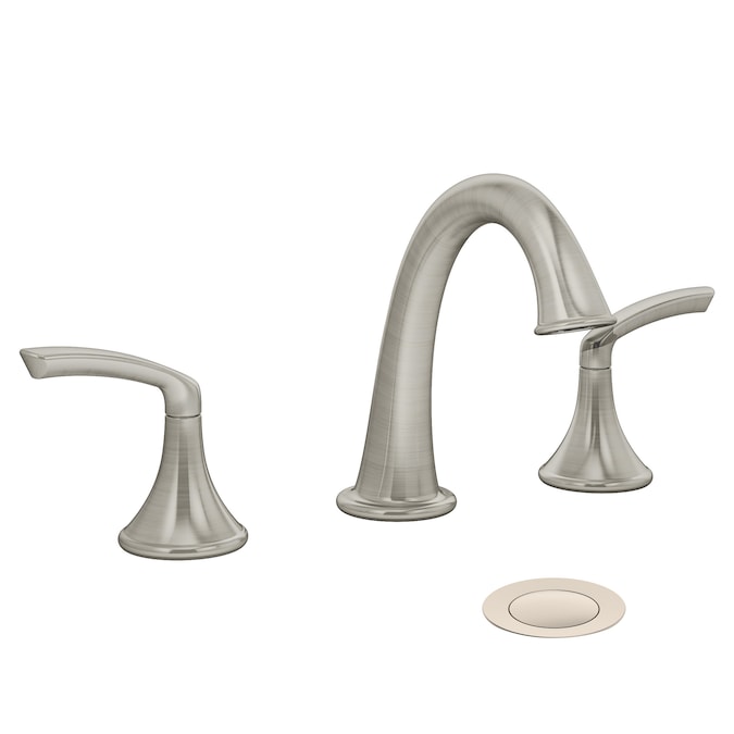 Symmons Elm Satin Nickel Widespread 2-Handle WaterSense Bathroom Sink Faucet with Drain