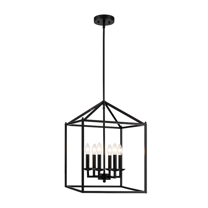 WELLFOR TC Pendant Light 6-Light Matte Black Modern/Contemporary Square Large Hanging Pendant Light