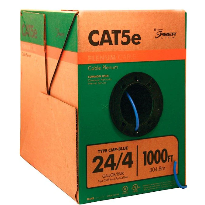Southwire 24 Cat 5E 4 Plenum Blue Data Cable Pull Box