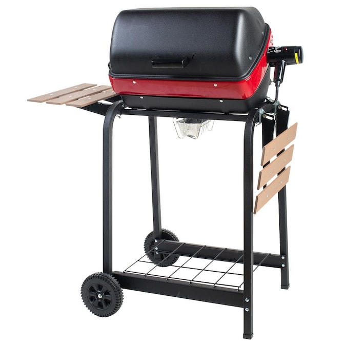 Americana Cart Grill with Side Tables 1500-Watt Satin Black Electric Grill