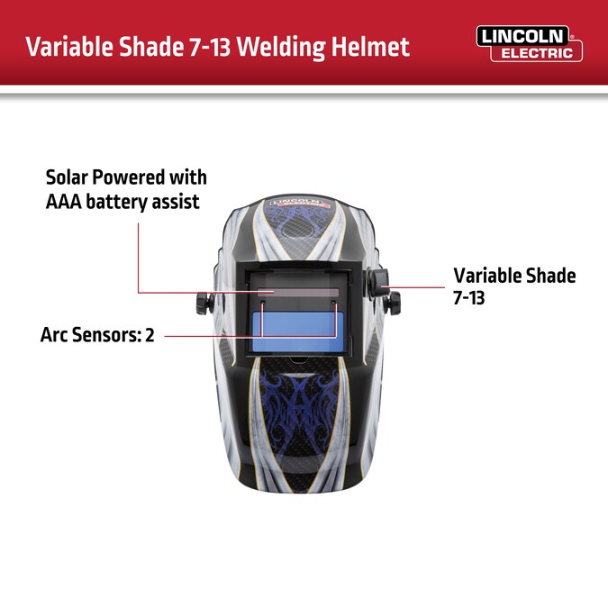 Lincoln Electric Auto Darkening Variable Shade Blue Welding Helmet - Image 3