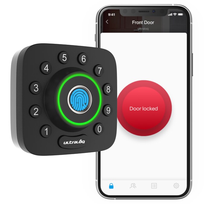 Ultraloq U-Bolt Pro Black with Silver Smart Lock Electronic Deadbolt Bluetooth Fingerprint Keypad