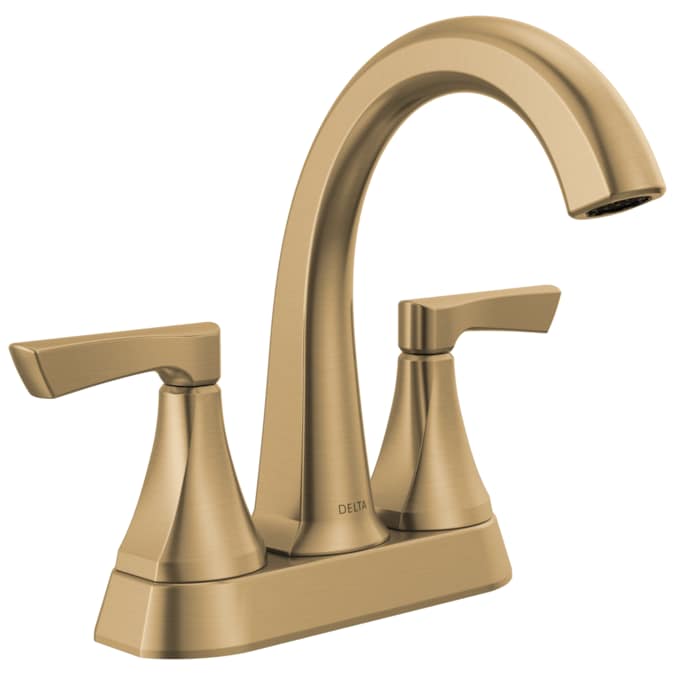 Delta Arcadia Champagne Bronze 4-in centerset 2-Handle WaterSense Bathroom Sink Faucet with Drain