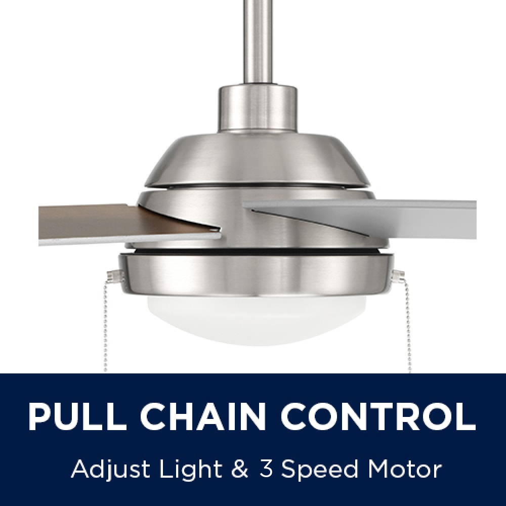 Amberwood 52-in Color-Changing Integrated LED Brushed Nickel with Walnut/Silver Blades Ceiling Fan With Light ( 5 -Blade ) - Image 3