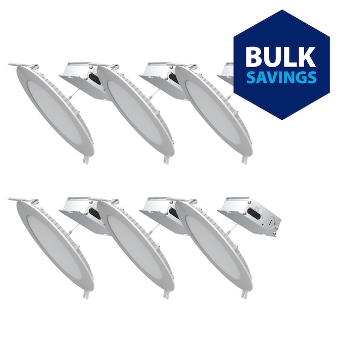 Utilitech Color Choice White 6-in 850-Lumen Switchable Round Dimmable LED Canless Shower Recessed Downlight (6-Pack)