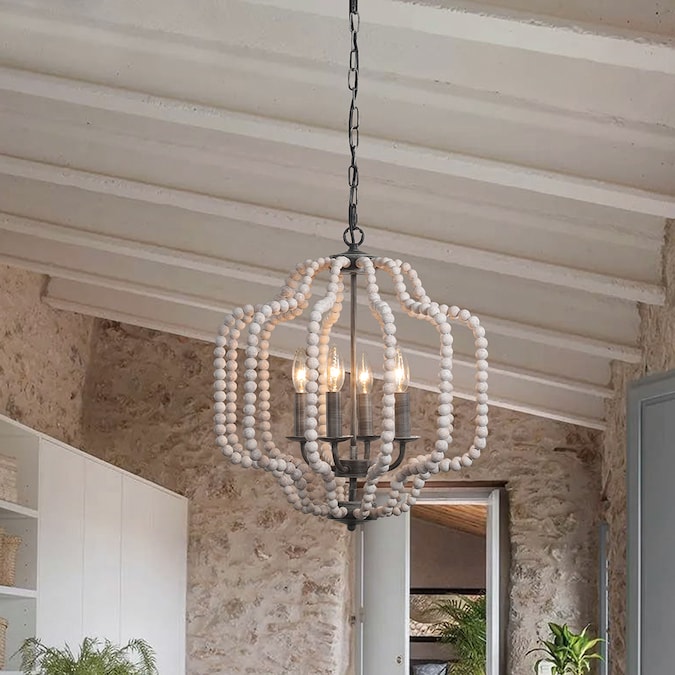 EDISLIVE 4-Light White Farmhouse Led, Dry rated Chandelier