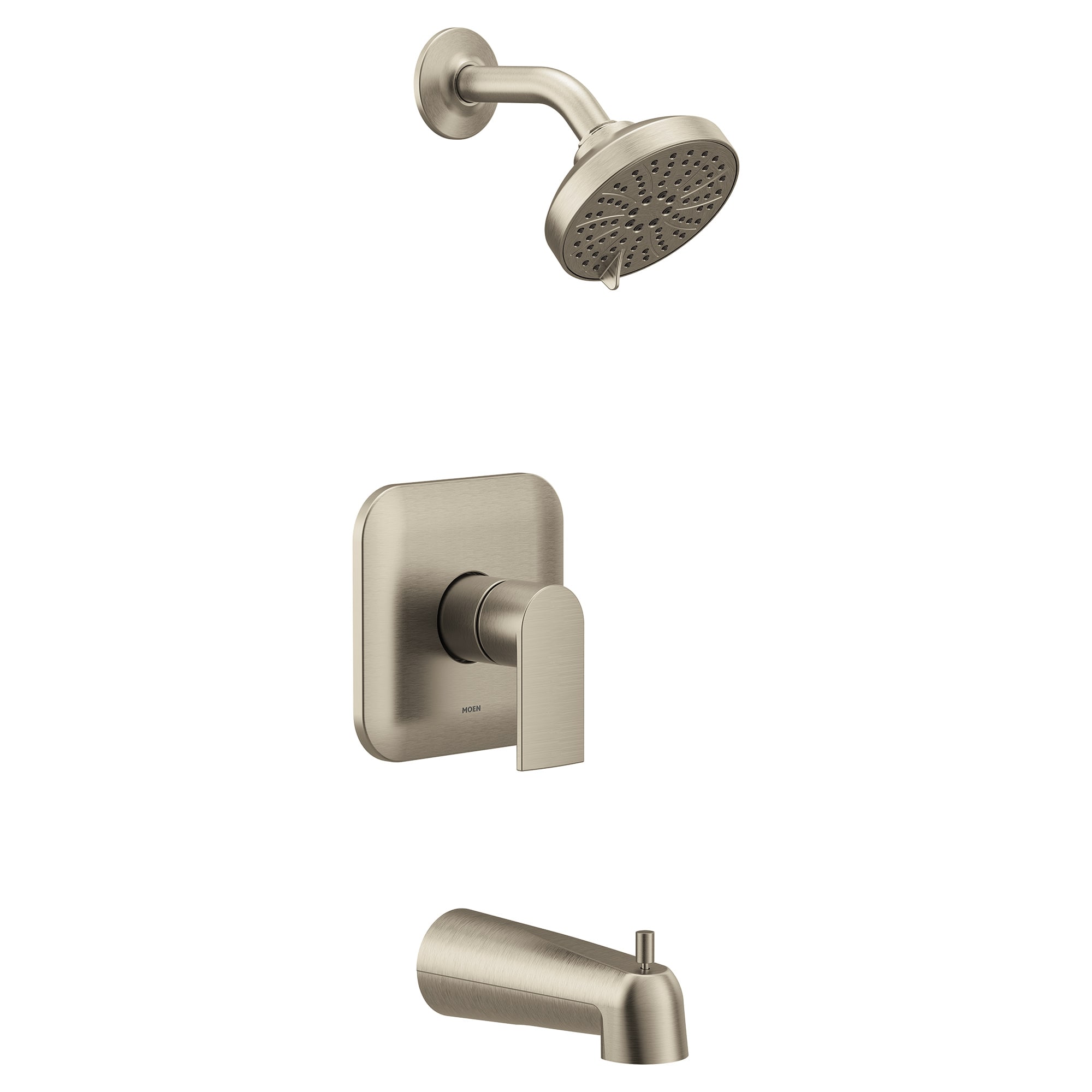 Brushed Nickel 1-handle Multi-function 4.5-Inches Round Bathtub and shower Faucet (Valve Not Included)