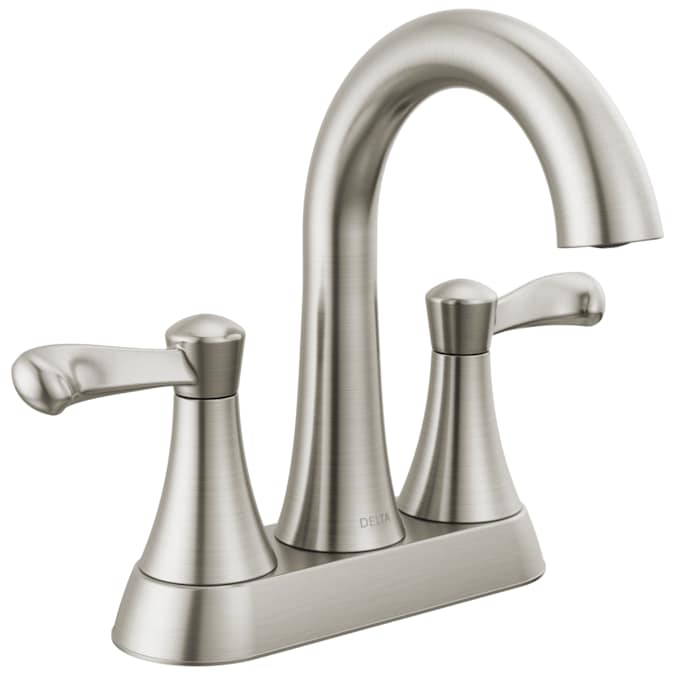 Delta Esato Spotshield Brushed Nickel 4-in centerset 2-Handle WaterSense Bathroom Sink Faucet with Drain