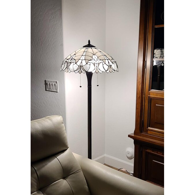 Amora Lighting Tiffany Stained Glass 2 Light Vintage Floor Lamp 62-in Tall - Handcrafted with Multiple Colors - UL Listed - Image 3