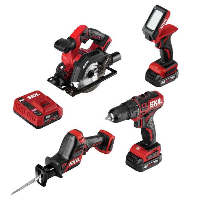 SKIL PWR CORE 12-volt 4-Tool Brushless Power Tool Combo Kit (2-Batteries Included and Charger Included)