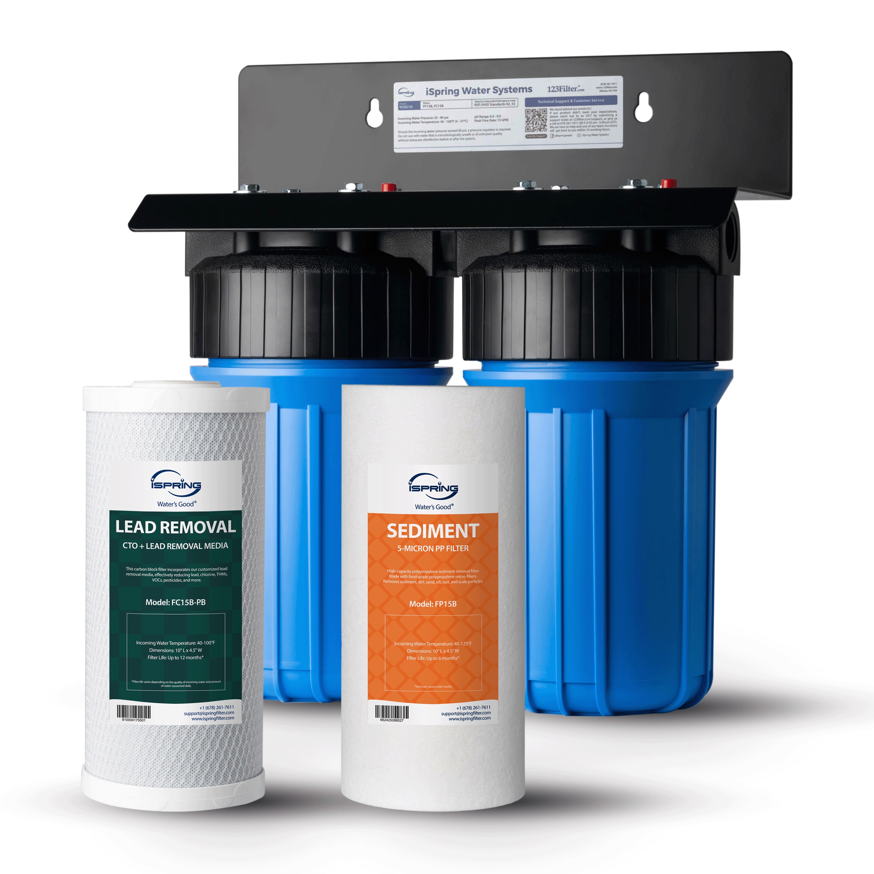 WGB21B-CPB Dual-stage 15-GPM Carbon block Well water Whole House Water Filtration System