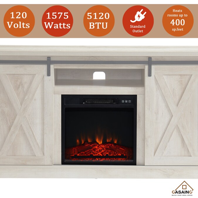 CASAINC 54-in W White Oak TV Stand with LED Corner or Flat Wall Electric Fireplace with Remote Control Included - Image 6