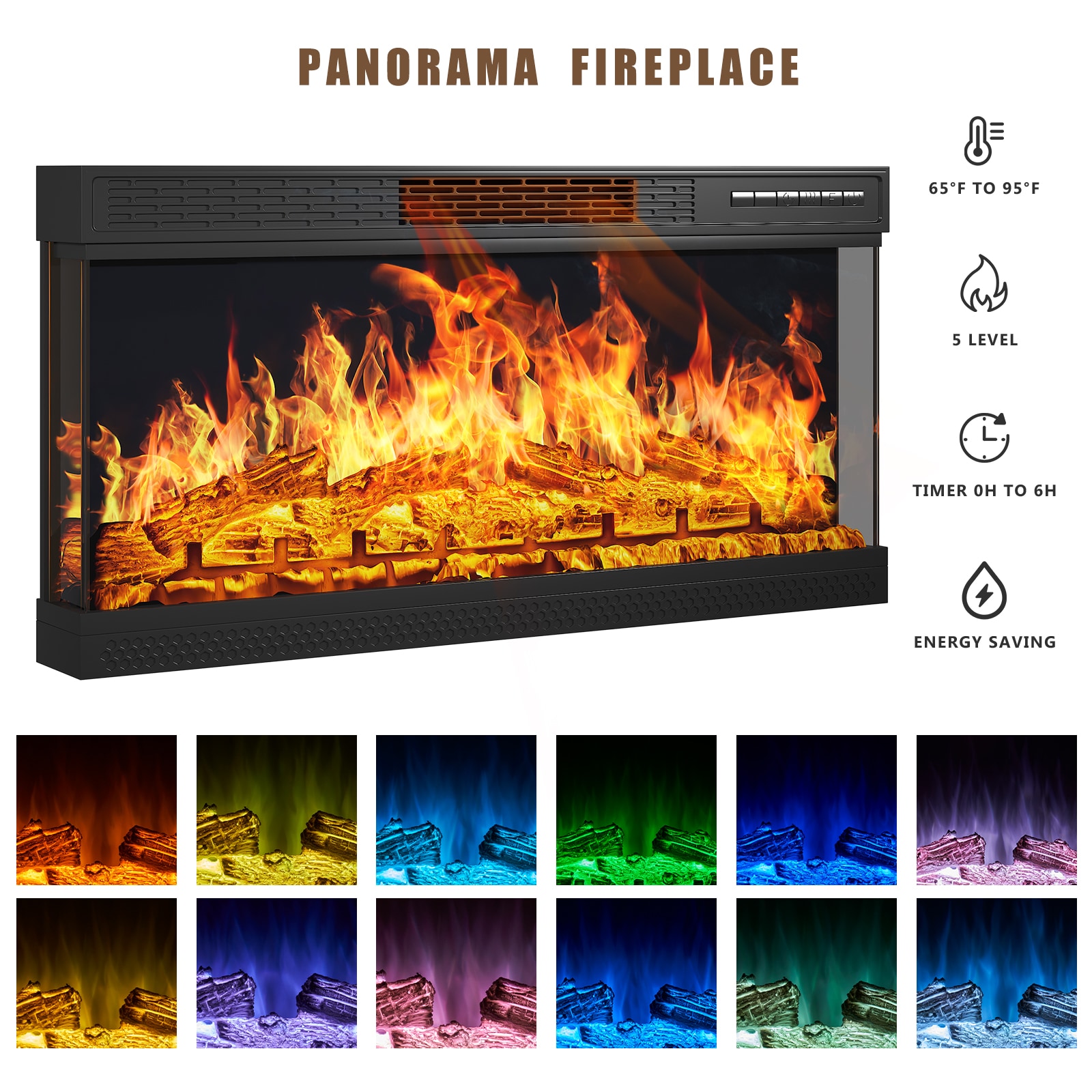 70-Inches W White TV Stand with LED Flat wall Electric Fireplace with Remote Control Included - Image 4