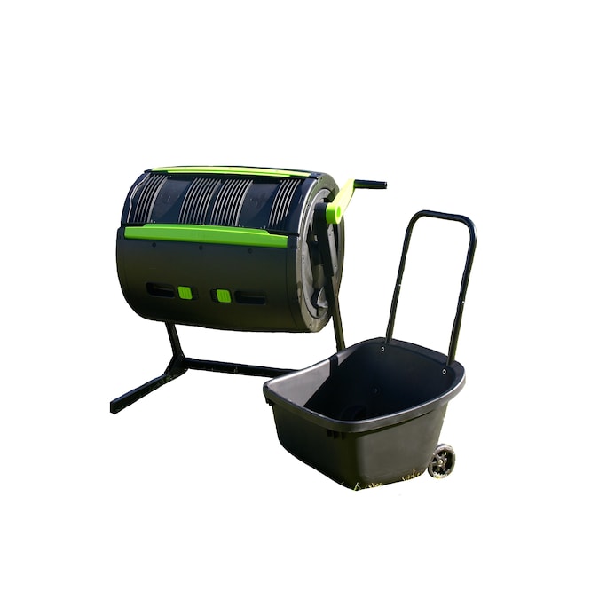 RSI Black Plastic Tumbler Composter 8.69 cu. ft. Capacity, 65 Gallons, 44.5-in H x 30-in D x 41.3-in W, Latching Lid, Breather Holes