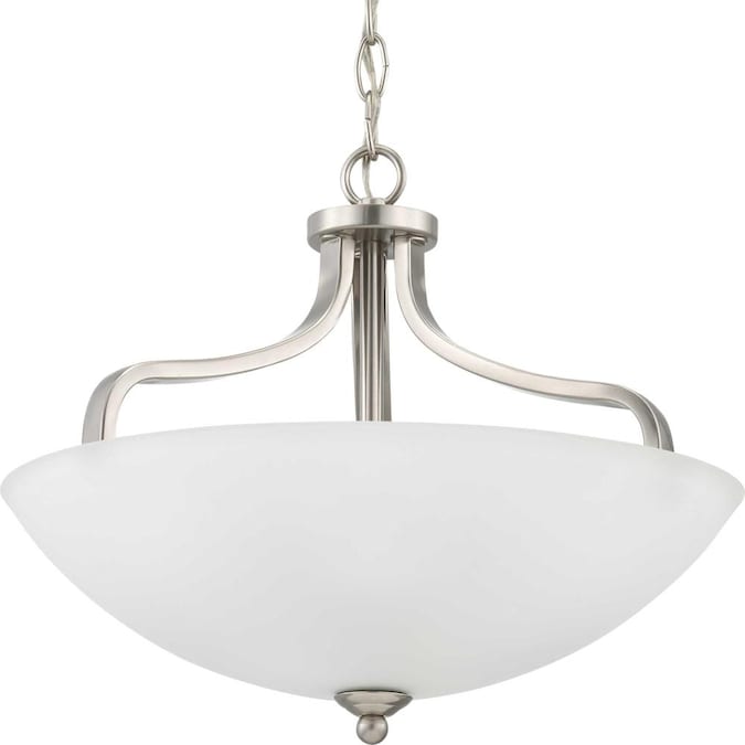 Progress Lighting Laird 3-Light 15.625-in Brushed Nickel Semi Flush Mount Light - Image 4
