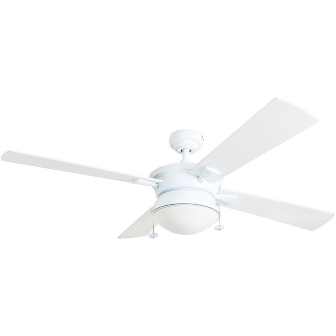Prominence Home Auletta 52-in White with White/Silver Oak Blades LED Indoor/Outdoor Ceiling Fan with Light (4-Blade)