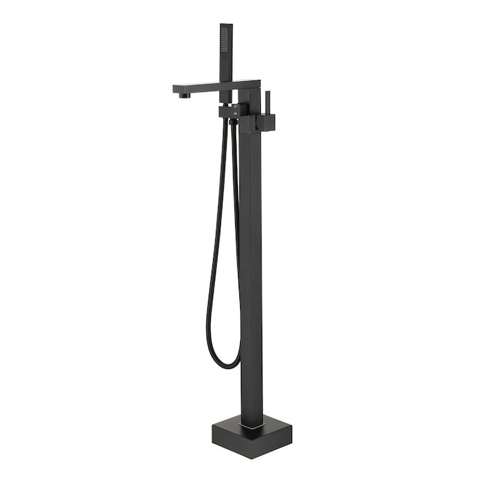 CASAINC Matte Black 1-handle Freestanding Low-arc Bathtub Faucet with Hand Shower (Valve Included)